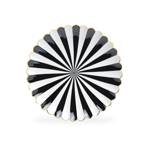 Black and White 8.5" Scallop Fine Porcelain Dessert plate