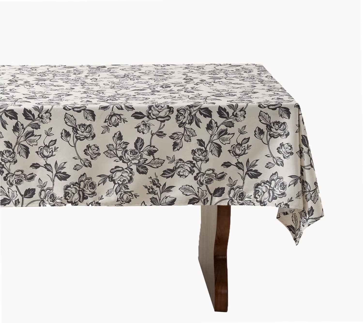 Black Rose Flower Beige Tablecloth