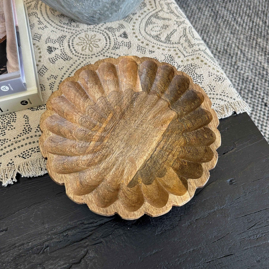 Scalloped Wood Bowl