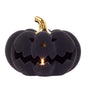 6.75" Dia Black Flocked Velvet Jack O Lantern Led Halloween