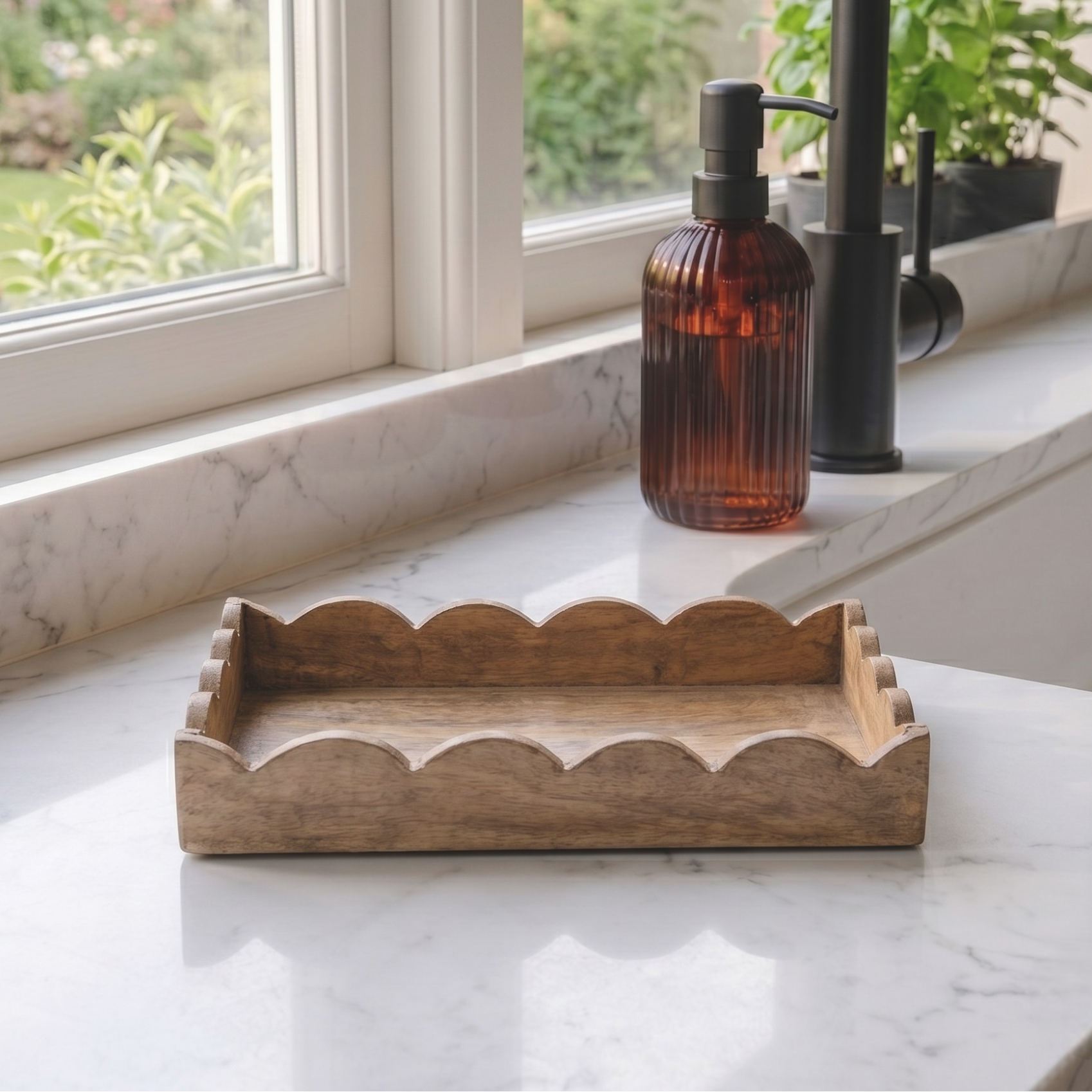 Scalloped Mango Wood Tray