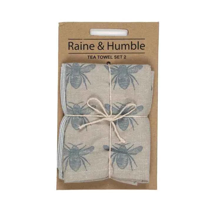 Bee Tea Towel Set /2 Blue Haze