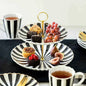 Black White Scallop Fine Porcelain 2-Tier Server