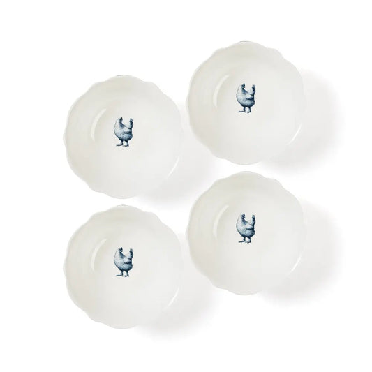 Blue & White Gertrude Salad Bowls Set of 4 with Giftbox