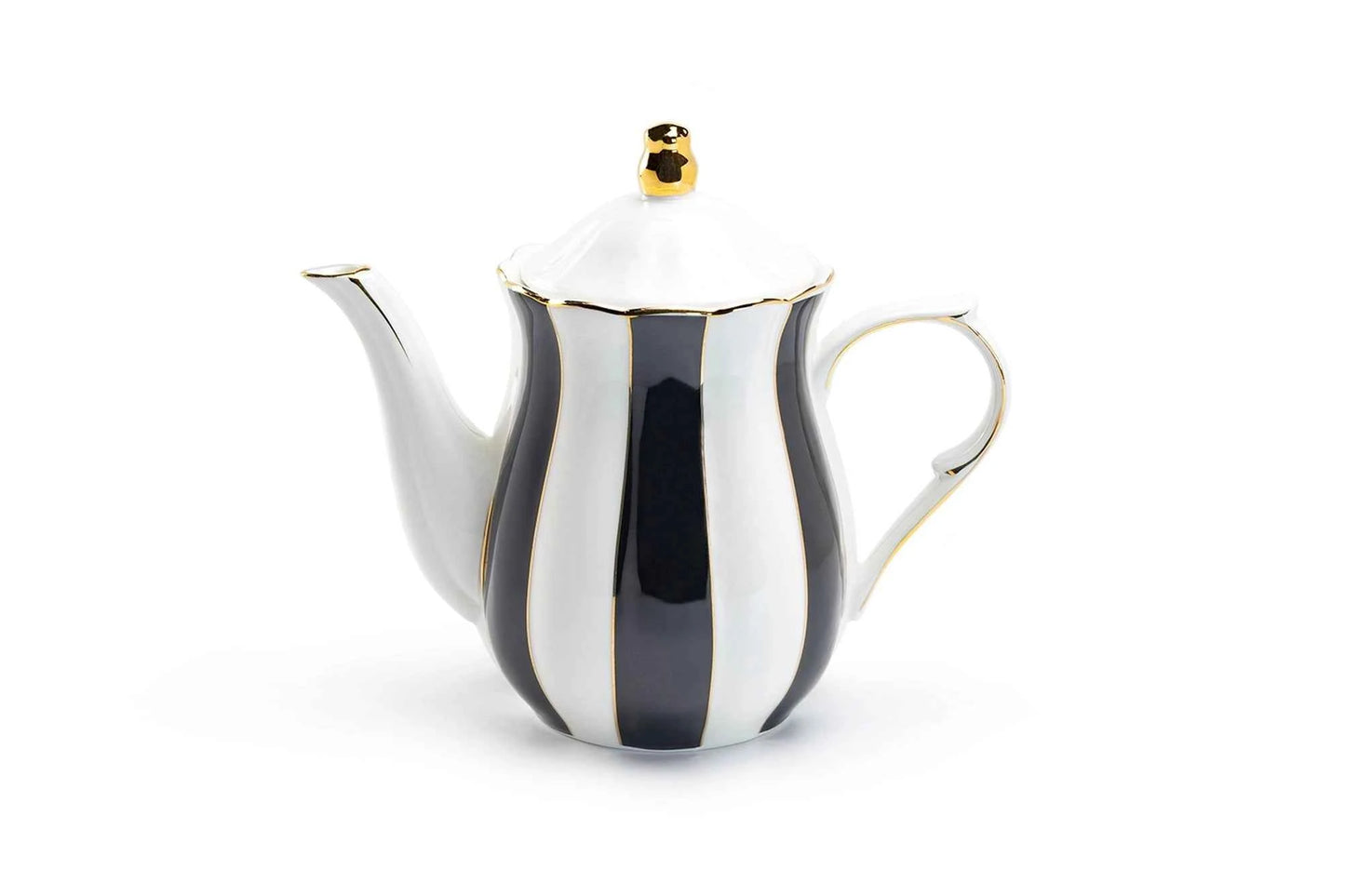 Black and White Scallop 40oz Fine Porcelain Teapot