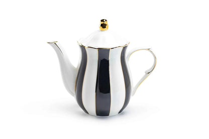 Black and White Scallop 40oz Fine Porcelain Teapot