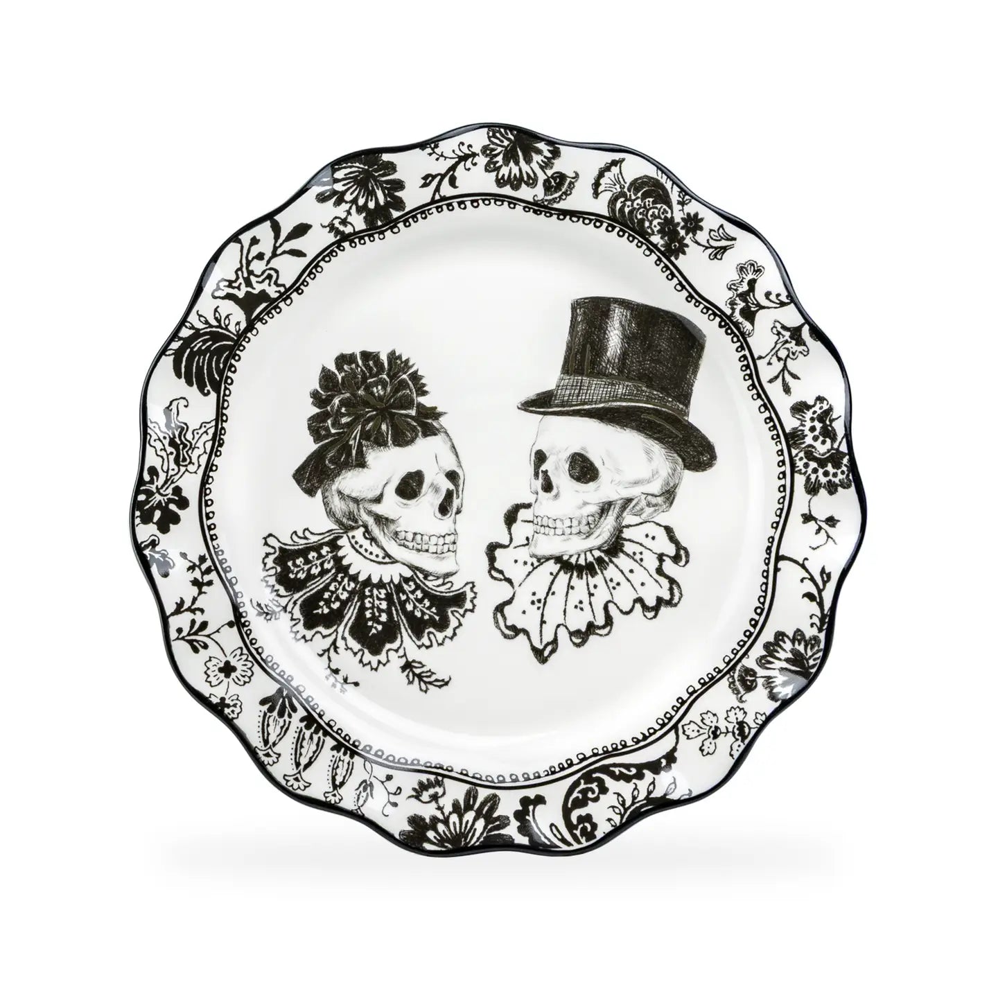 Halloween Victorian Skulls 11" Dinner Plate