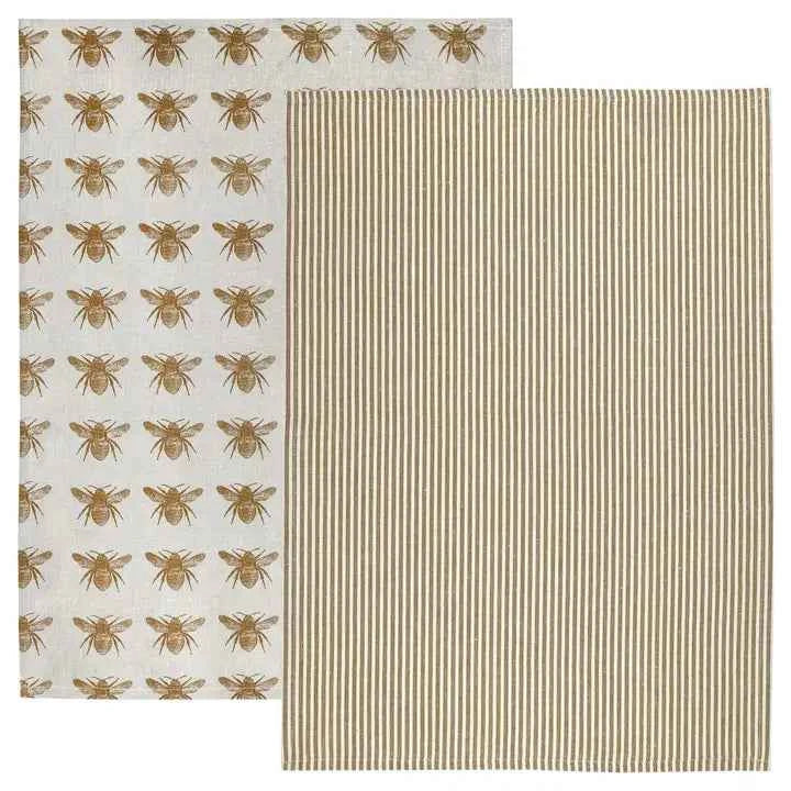 Mustard Honey Bee Tea Towel Pack