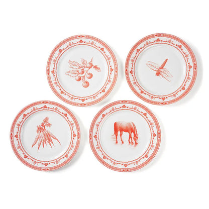 Red & White Farm Fresh Dinner Plates Set of 4 with Giftbox