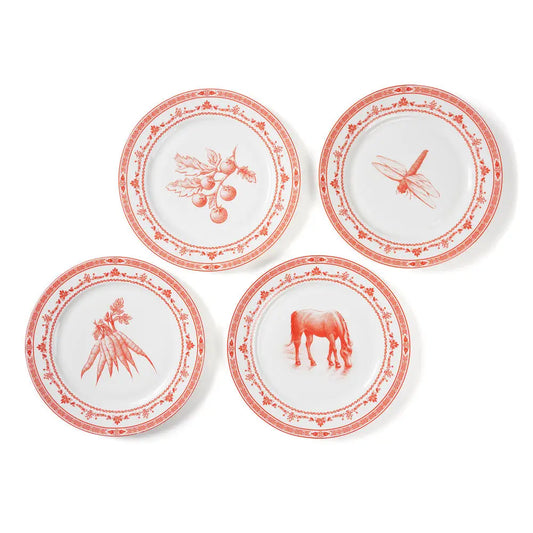 Red & White Farm Fresh Dinner Plates Set of 4 with Giftbox