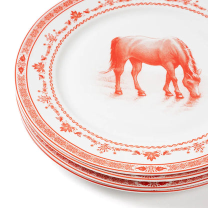 Red & White Farm Fresh Dinner Plates Set of 4 with Giftbox