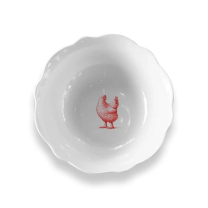 Red & White Gertrude Salad Bowls Set of 4 with Giftbox