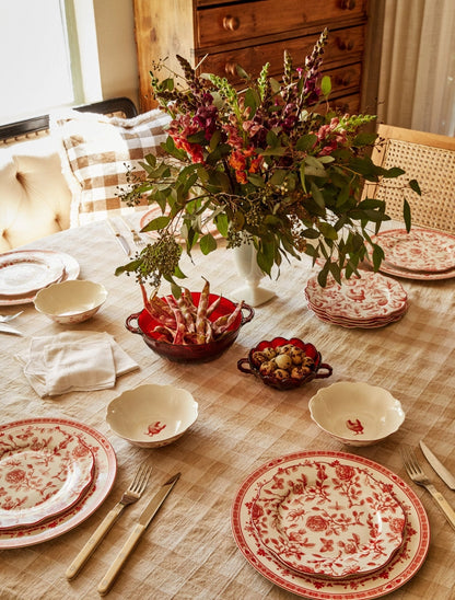 Red & White Gertrude Salad Bowls Set of 4 with Giftbox