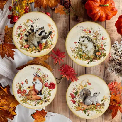 Woodland Critters Fall Dessert Plate 9in Asst.
