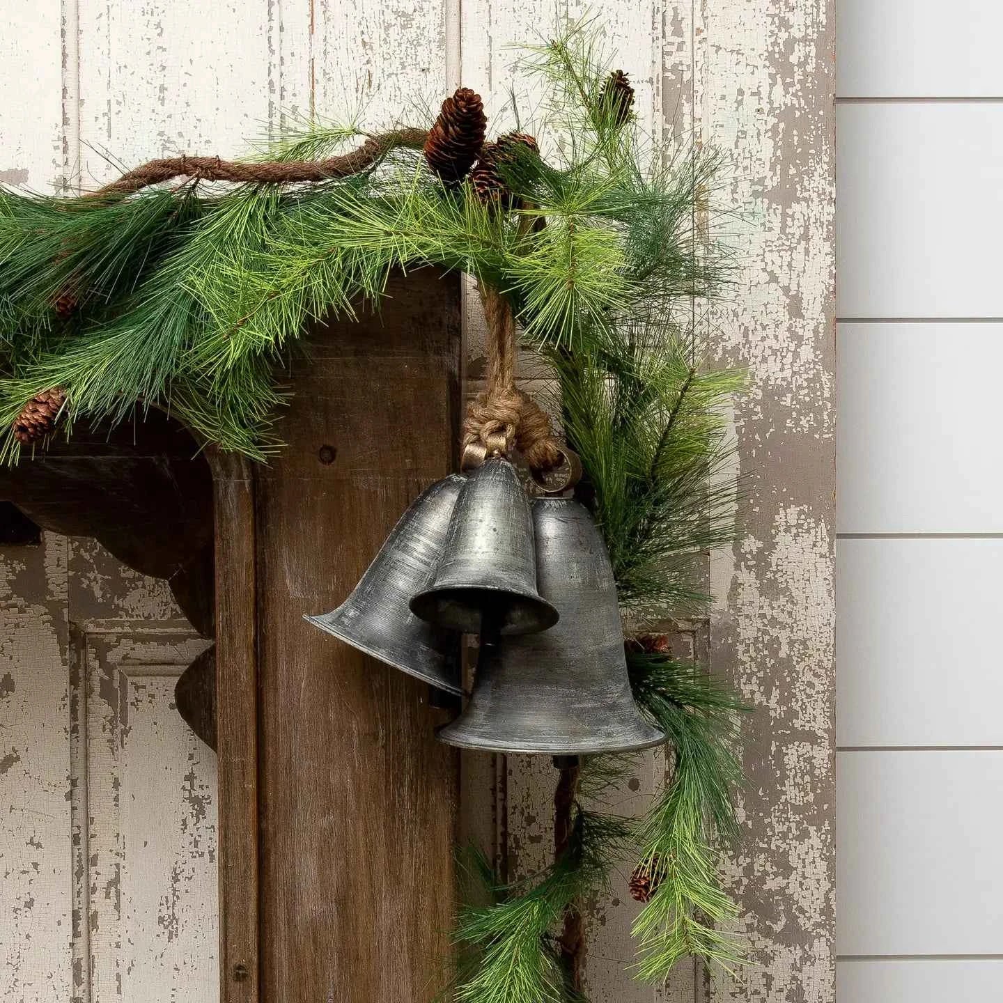 Hanging Pewter Tone Vintage Bells (Set of 03)