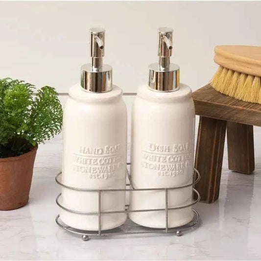 White Cottage Ceramic Hand and Dish Soap Set (Set)